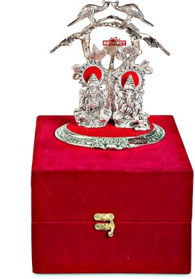 GIFTCITY Metal Silver Laxmi Ganesh Idol Under Tree With One beautiful Red Box Decorative Showpiece  -  21 cm(Metal, Silver, Silver)