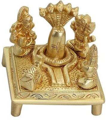 Benares Souvenirs Brass Lord Shiv Parivar with Shivling Idol Shiva's Family(300gm) Decorative Showpiece  -  7 cm(Brass, Gold)