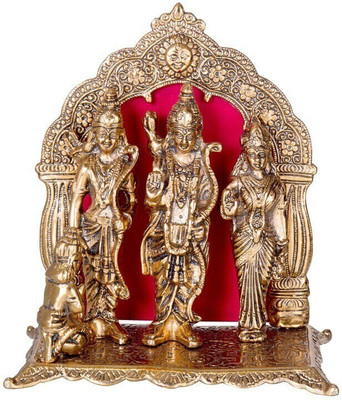 SMILES GIFT Brown Ram Darbar Idol Statue With Box & Bag | For Puja, Diwali, Home Decorative Showpiece  -  14 cm(Metal, Copper)