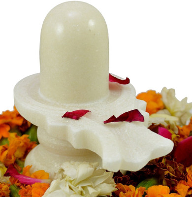 sanskaari Primium Quality White Marble Shiva Lingam Shivling Decorative Showpiece  -  15 cm(Marble, Multicolor)