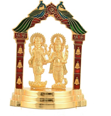 Rockshok Gold Plated Laxmi-Ganesh Idol Showpiece/Statue Diwali puja (w x h-11 x 16cm) Decorative Showpiece  -  16 cm(Metal, Gold)