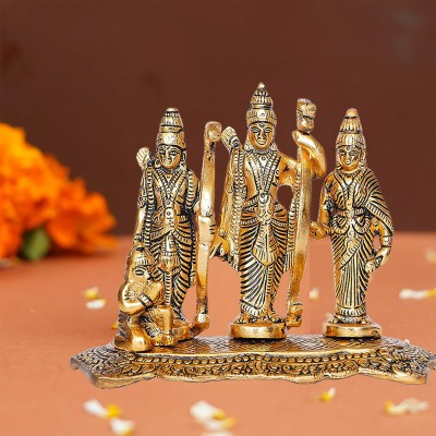 Kitlyn Brass Ram Darbar (Rama,Sita,Laxman,Hanuman) Murti Idol Statue Sculpture Decorative Showpiece  -  12 cm(Brass, Gold)