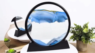 GlazenGrace Blue, Sand Art Picture Glass,Liquid Painting, for Home Decor Decorative Showpiece  -  22 cm(Plastic, Blue)