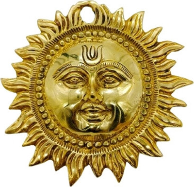 Shubh Sanket Vastu Brass Idol of Sun Face Wall Hanging for Positivity at Home & Office - 6 Inches Decorative Showpiece  -  15.24 cm(Brass, Gold)
