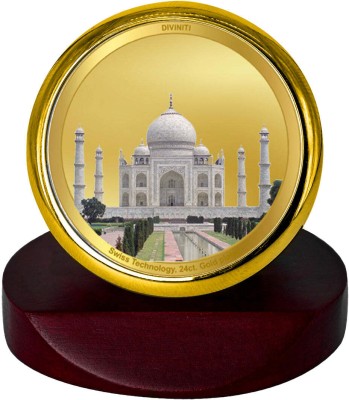 DIVINITI 24K Gold Plated Taj Mahal Photo Frame For Car Dashboard, Home Decor, Puja Decorative Showpiece  -  7 cm(Gold Plated, Multicolor)