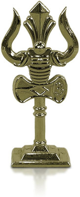 Stylewell Green Mahadev Trishul With Damaru Double Side God Stand for Home/Office Décor Decorative Showpiece  -  7 cm(Metal, Green)