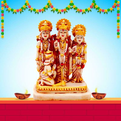 Kitlyn Jay Shree Ram / Ram Darbar Decorative Showpiece  -  18 cm(Resin, Multicolor)