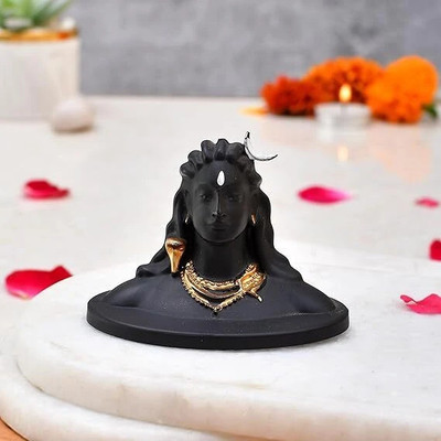 Srinika Enterprises Umi Adiyogi Shiva Statue Decorative Item For Car Dashboard Decorative Showpiece  -  7.5 cm(Brass, Black)