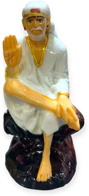 JniL Shirdi Sai Baba Marble Statue/Idol/murti for car Dashboard/Pooja Room Decorative Showpiece  -  12 cm(Marble, Black)