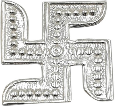 Sahiba Gems Silver Swastik/Sathiya/Chandi Ka Swastik for Astrology use and Red Book Remedy Decorative Showpiece  -  3 cm(Silver, Silver)