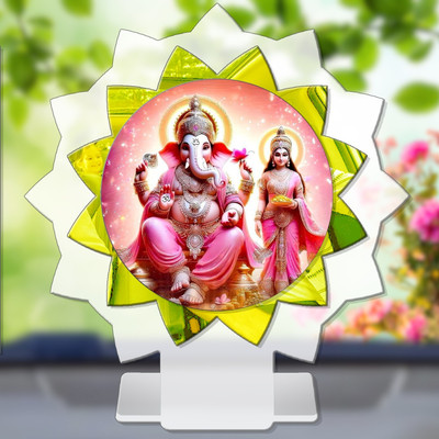 SANBIA Lakshmi Ganesh Laxmi Ganesha Car Dashboard Idol Premium Decorative Showpiece  -  11 cm(Plastic, Multicolor)