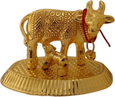 Anantamitra Kamdhenu Cow and Calf Vastu Statue with Bell for Prosperity and Worship Decorative Showpiece  -  5.5 cm(Silver Plated, Silver)