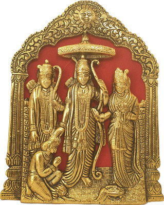 Anshika International Ram Darbar Seeta Laxman Hanuman ji Metal Idol Decorative Showpiece - 23 cm (Brass, Gold) Decorative Showpiece  -  23 cm(Aluminium, Gold, Red)