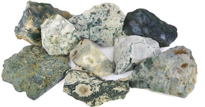 MIRAN AGATE Tree Agate Crystal Healing Raw Stone Chunks 100 Grams for Reiki Healing&Vastu Decorative Showpiece  -  3 cm(Crystal, White)