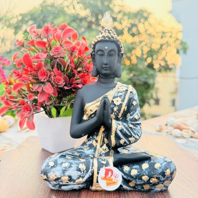 EliteTouch Meditating Lord Buddha Lord Gautam Buddha Statue, Baby Buddha Decorative Showpiece  -  20 cm(Resin, Black)