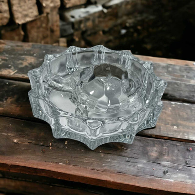 DesiDecor Turtle With Beutiful Pond Clear Glass For Home decor Decorative Showpiece  -  13 cm(Crystal, Clear)