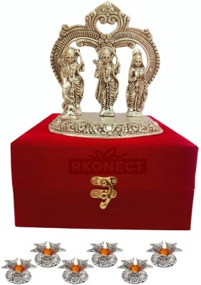 GIFTCITY Metal Ram Darbar Idol Murti With 6 Piece Jyot Diya Under Velvet GIft Box Decorative Showpiece  -  16.5 cm(Metal, Silver Plated, Silver)