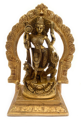 Brass Idols Brass Durga Maa Murti Statue For Pooja Vaishno Devi Decorative Showpiece  -  20 cm(Brass, Gold)