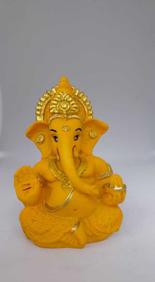 VE AND YOU 1 piece ganesh ji idol Decorative Showpiece  -  8 cm(Polyresin, Gold)