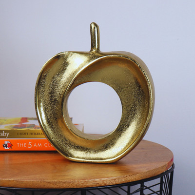 loosebucket Loosebucket®Golden Apple Showpiece for Table Decoration. Decorative Showpiece  -  24 cm(Aluminium, Gold)