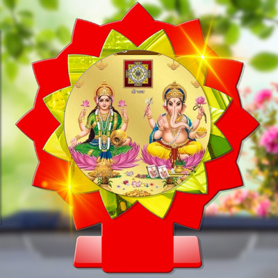 SANBIA Lakshmi Ganesh Laxmi Ganesha Car Dashboard Idol Premium Decorative Showpiece  -  11 cm(Plastic, Multicolor)
