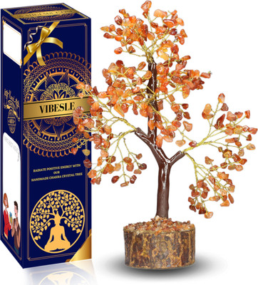 VIBESLE Carnelian Tree -Natural Gemstone Bonsai Tree of Life for Positive Energy Decorative Showpiece  -  25 cm(Stone, Red)
