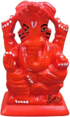 Dk Upraity Handicraft Sinduri Ganesh Italian Marble Left Side Sud For Gifting, Office/Home Decorative Showpiece  -  10 cm(Stone, Orange)