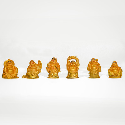 Spiricon Golden Laughing Buddha Statue For Happiness, Wealth And Success Decorative Showpiece  -  4 cm(Resin, Gold)