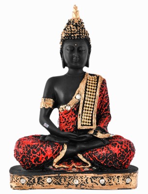 Heart Home Polyresin Lord Gautam Buddha Figurine Decorative Showpiece(Black & Orange) Decorative Showpiece  -  25 cm(Polyresin, Black, Orange)