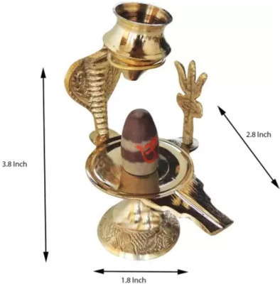 Yashodanandan Narmadeshwar Shiva Ling/Shivling with Brass Jalahari Yoni Stand Decorative Showpiece  -  10 cm(Brass, Brown)
