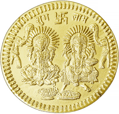 Pray Everyday Laxmi Ganesh Ji Gold Plated Coin with Sri Yantra & Sri Suktam Copper Yantra(Pack of 2)
