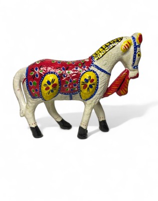 S S HANDICRAFT SS Handicraft 6 inches Beautiful horse (Pack of 1) Decorative Showpiece  -  16 cm(Paper Mache, White, Red)
