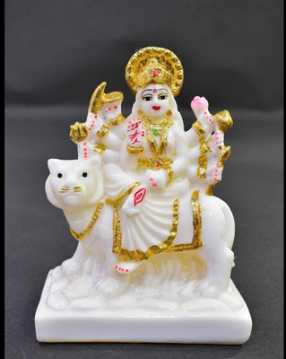 SHREE KRISHANA TRADER Maa Durga Devi Idol Statue Sherawali Decorative Showpiece  -  0.5 cm(Marble, White)