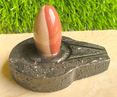 Statue Shivling Ardhanarishwar Narmadeshwar Shiving/Original Narmada Stone Shivling For Home Decorative Showpiece  -  10.16 cm(Stone, Brown)