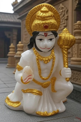 SATVANG Pack of 1 Hanuman Ji Murti Hanuman Bala Ji Bajrangbali Murti Statue Decorative Showpiece  -  8 cm(Resin, Multicolor)