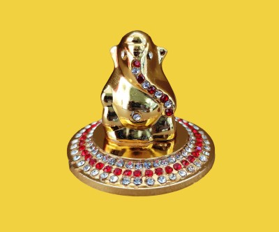 HiDu Golden Ganesh Idol Decorative Showpiece  -  4.5 cm(Metal, Gold)