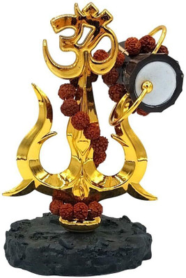 Tej Gifts Shiv Trishul with Damru idol Decorative Showpiece Decorative Showpiece  -  8 cm(Stone, Metal, Gold, Black)