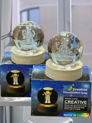 AAKASH Laxmi Ganesh Crystal Ball | Decorative Showpiece for Home & Office Decorative Showpiece  -  2.5 cm(Stone, Silver)