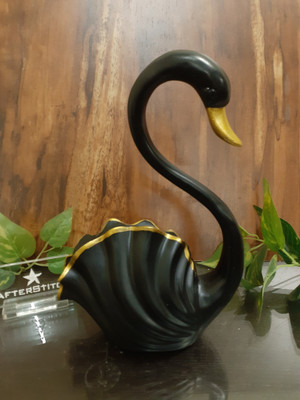 Spreading Smiles BLACK SWAN PACK OF 1 idol statue for home office table décor showpiece Decorative Showpiece  -  23 cm(Polyresin, Black)