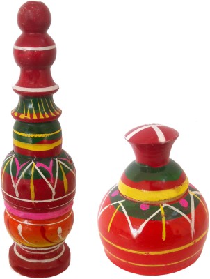 SK Craft Wedding Sindoor Box/Wooden Sindur Dani/Sindhora Set, Wooden Sindoor Box, Wooden SindoorDani, Sindoora Decorative Showpiece  -  20 cm(Wood, Multicolor)