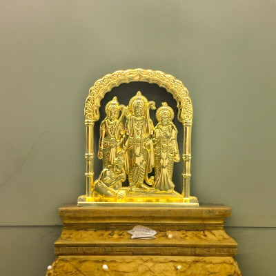 zyytra Lord Ram Darbar Statue Acrylic Cabinet Decorative Showpiece - 6 cm Decorative Showpiece  -  6 cm(Copper, Gold)