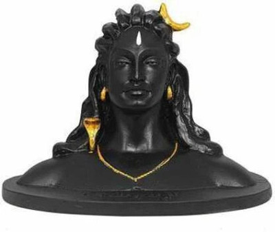 PUCHCHI Handmade Polyresin Adiyogi Shiv ji Statue for Home Decor I Decorative Showpiece  -  12 cm(Polyresin, Black)