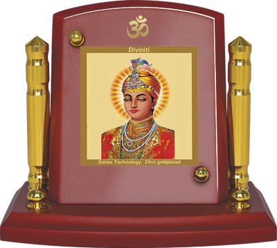 DIVINITI 24K Gold Plated Guru Har Krishan Photo Frame For Car Dashboard, Home Décor Decorative Showpiece  -  7 cm(Gold Plated, Multicolor)