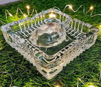 DIYAAN ENT Feng Shui Crystal Tortoise with Plate for Vastu, Good Luck & Positive Energy Decorative Showpiece  -  3 cm(Crystal, Glass, Clear)