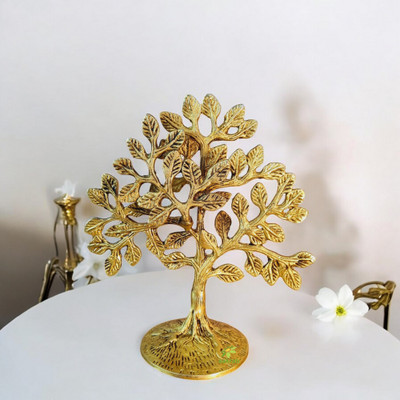 aakrati Brass Decorative Tree Handicraft Product Decorative Table Top Decor Decorative Showpiece  -  18 cm(Brass, Yellow)