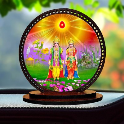 GiftzLane Lord Om Shanti Dashboard idol for Car and Home Decorative Showpiece  -  3 cm(Wood, Multicolor)