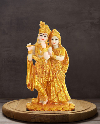 SAIM Gold Plated Radha Krishna Idol Statue Showpiece (19 X 11 X 11 cm), best gift Decorative Showpiece  -  19 cm(Resin, Gold)