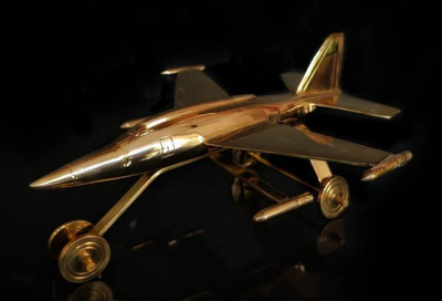 NestoriaLiving Brass Airplane Showpiece Gold Decor for Home & Office Decorative Showpiece  -  5 cm(Brass, Gold)