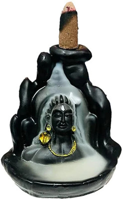 kailash enterprises mountain Backflow adiyogi | Best smokey Waterfall statue with 5 Backflow Cones Decorative Showpiece  -  10 cm(Polyresin, Black)