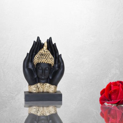 Miss Peach Exquisite Feng Shui Peaceful Buddha Idol Center Piece For Home Décor,Living Room Decorative Showpiece  -  26 cm(Polyresin, Black, Gold)